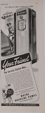 1945 Wayne Gasoline Vintage Print Ad Pumps Service Station Man Honest Measure picture
