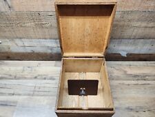 Antique Oak / Maple Wood Dovetail Card File Box Organizer - Home, Office, School picture