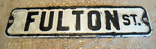 Vintage Original FULTON ST  Embossed Metal Street Sign 24