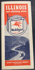 1940 Illinois road  map Socony Vacuum  oil gas  Mobil route 66 picture