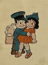 Antique 1917 Ephemera Posted Signed Postcard Humorous Mailman Girl Best Wishes picture
