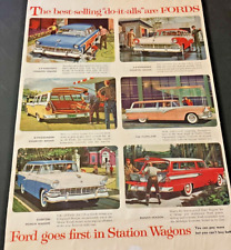 1950s Ford Wagon Model Range - Vintage Original Print Ad / Wall Art - Light Wear picture