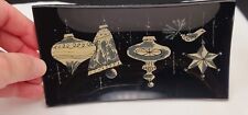 MCM Two's 2 Company New York Glass Black Gold Ornament Trinket Tray Christmas picture