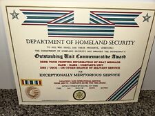 D.H.S. OUTSTANDING UNIT AWARD COMMEMORATIVE CERTIFICATE ~ TYPE-2 / W/PRINTING picture