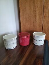 Lot of Three Longaberger Small Crocks with Lids picture