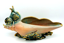 Hull Pottery Ebb Tide Conch Shell and Snails Console Bowl Peach Green Teal picture