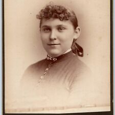 c1880s Harrisburg, PA Lovely Young Lady Smile Girl Cabinet Card Photo Eaton B21 picture