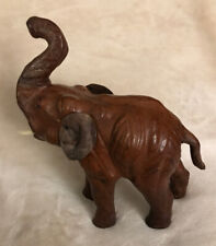 Vintage Elephant Leather Brown Figure Figurine w/Trunk Up -Exceptional Condition picture