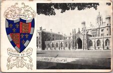 1907 CAMBRIDGE UNIVERSITY England UK Postcard ST. JOHN'S COLLEGE / Coat of Arms picture