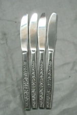 Vtg Granada Rose Stainless Flatware Set 4 Dinner Knives Knife Japan Textured 4 picture