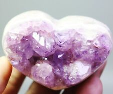 201g Natural Amethyst Geode Quartz Crystal Cluster Carved Heart Mineral Specimen picture