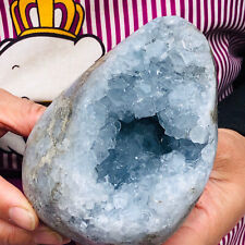 2.64LB natural blue celestite geode quartz crystal mineral specimen healing picture