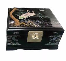 Vintage Japanese Decorative Swans Black Lacquer Jewelry Box Ring/Single Storage picture