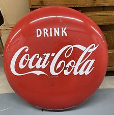 Vintage 1950’s Coca-Cola Button Sign, 36 Inch. Near Los Angeles. picture