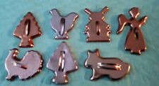 Lot of 7 Vtg Pinkish/Copper Color Aluminum Cookie Cutters w/Handles ~ NEW & RARE picture