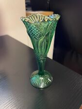 Vintage Mosser green with gold rim diamond design vase picture