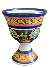 Talavera Small Goblet Hand Painted S. De Araricio Mex Floral Signed picture