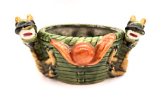 Vintage Majolica Double Foo Dragon Planter Hand Painted Embossed Marked picture