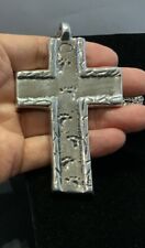 Silver Cross Pendant With Footprints Large picture