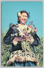 Postcard Flowers of the Arctic Kotzebue Alaska Woman with Flowers picture