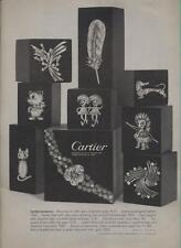 1962 Cartier Diamond-Emerald-Ruby Brooches-Bracelet Ear Clip  PRINT AD picture