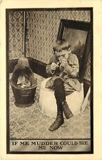 Vintage Postcard 971. If Mudder Could See Me Now, Boy Smoking a Pipe picture