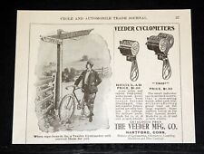 1900 OLD MAGAZINE PRINT AD, VEEDER BICYCLE CYCLOMETERS, REGULAR OR TRIP, MILES picture