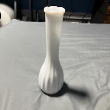 Vintage CLG Co White Milk Glass Bud Vase Vertical Design Pedestal 8 3/4