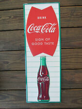 Coca-Cola Steel Retro Advertising Sign Arciform Fishtail Vertical with Bottle picture