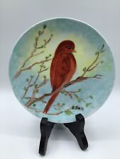 Vintage Hand Painted Porcelain Cabinet Plate Reddish Brown Sparrow by E. Hall 7” picture