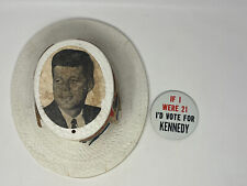 KENNEDY FOR PRESIDENT ORIGINAL CAMPAIGN HAT PLASTIC And Campaign Button picture