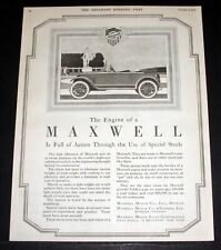 1920 OLD MAGAZINE PRINT AD, MAXWELL MOTOR CARS, SPECIAL STEELS USED IN ENGINE picture