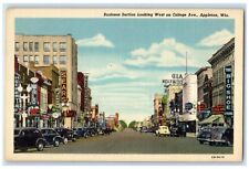 c1940 Business Section Looking West College Ave. Appleton Wisconsin WI Postcard picture