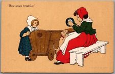 c1910s Dutch Girl Embossed Greetings Postcard 