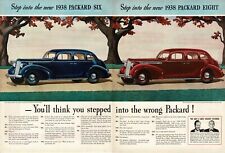 1938 Packard Six Eight Touring Sedan Red Blue 2-page Vintage Print Ad picture