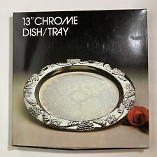 VTG Chrome Dish Tray Grape Vine 13” 1980s Action Industries Made In Hong Kong picture