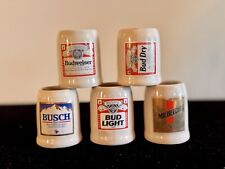 5 VTG Anheuser-Busch, Budweiser, Michelob Mini Ceramic Beer Stein/ Shot Glasses picture