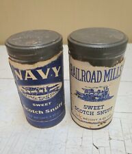 Navy and Railroad Mills Sweet Scotch Snuff Tins 4.65 oz. Size, Helme, Empty picture