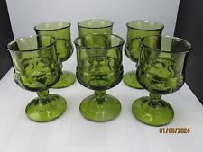 6 Vintage KINGS CROWN Thumbprint Indiana Glass small Wine juice glasses picture