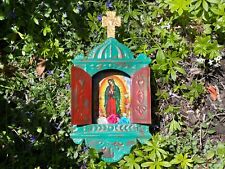 Antiqued Turquoise Nicho, VIRGIN of GUADALUPE Image, Mexican Nicho picture
