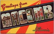 Vintage MACOMB, Illinois Large Letter Postcard Multi-View / CURTEICH Linen 1947 picture