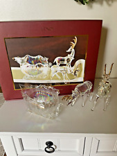 Christmas Rare Shimmering Sleigh Ride Set Of 3 Lenox Sleigh & 2 Reindeer 775782 picture