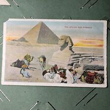 SPHINX and PYRAMID Cairo EGYPT Camels Art Photo ANTIQUE POSTCARD picture
