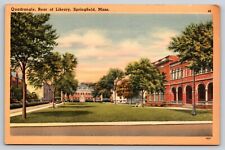 Postcard Quadrangle Rear of Library Springfield Massachusetts Linen picture