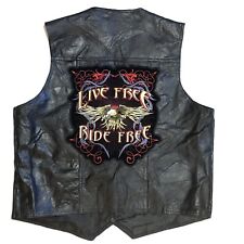 XXL Harley Davidson Leather Vest Live Free Ride Free Italian Stone Design picture