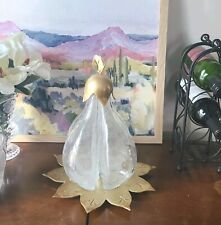 Vintage Italian  4 pcs wine decanter  Pear Shape Blown Glass with  Brass Tray picture