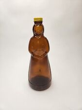 Vintage 80's Mrs Butterworth's Amber / Brown Glass Syrup Bottle w/ Metal Cap 10