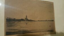  VINTAGE FRAMED SIGNED & NUMBERED ETCHING OR PRINT UNKNOWN STRUCTURE ST MICHEL? picture