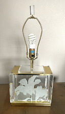 Vintage Fredrick Ramond Lamp Lucite Acrylic Etched Glass Hollywood Regency Desk picture