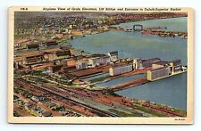 Aerial Airplane View Of Grain Elevators Duluth-Superior Harbor MN VTG Postcard picture